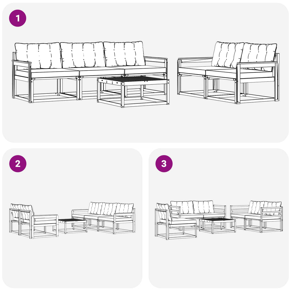Outdoor-Sofagarnitur 6 pcs Weiß und Beige 79 x 79 x 37 cm