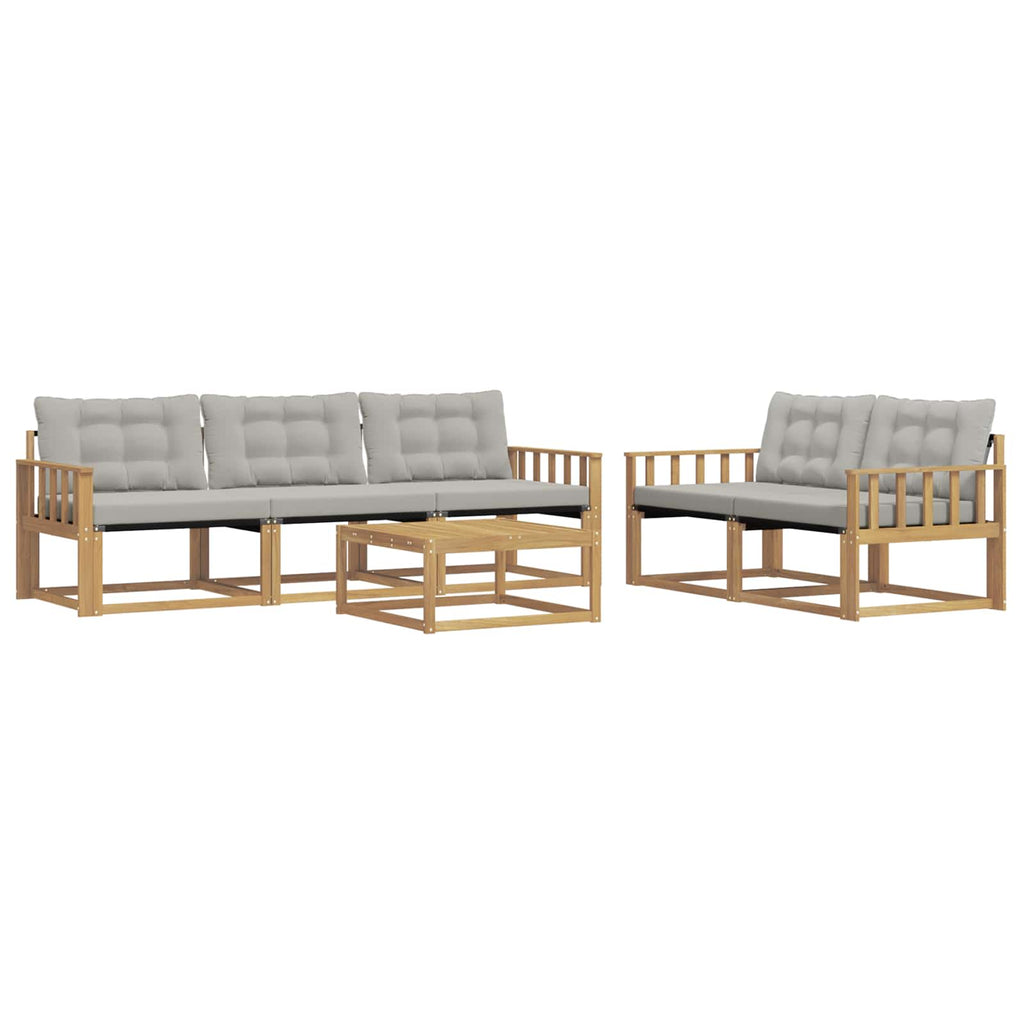 Outdoor-Sofagarnitur 6 pcs Weiß und Hellgrau 79 x 79 x 37 cm