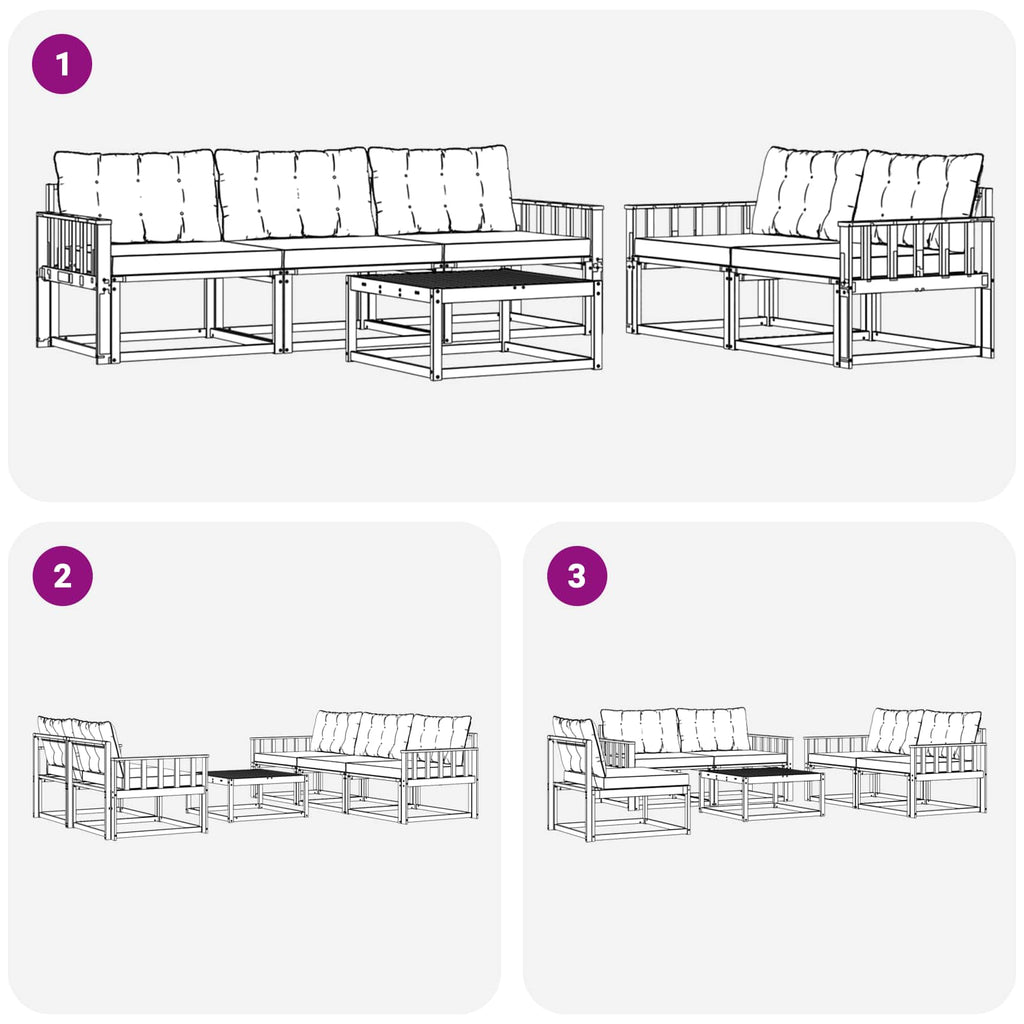 Outdoor-Sofagarnitur 6 pcs Weiß und Hellgrau 79 x 79 x 37 cm