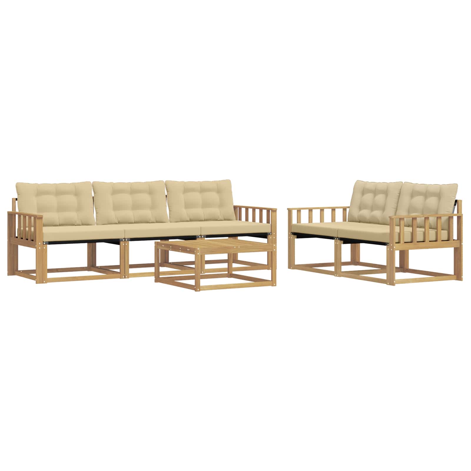 Outdoor-Sofagarnitur 6 pcs Weiß und Beige 79 x 79 x 37 cm