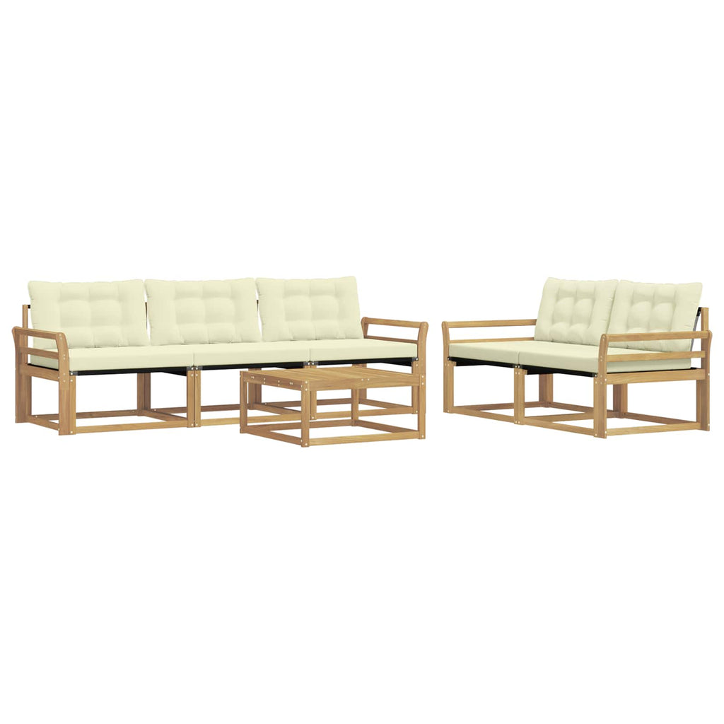 Outdoor-Sofagarnitur 6 pcs Weiß und Creme 79 x 79 x 37 cm