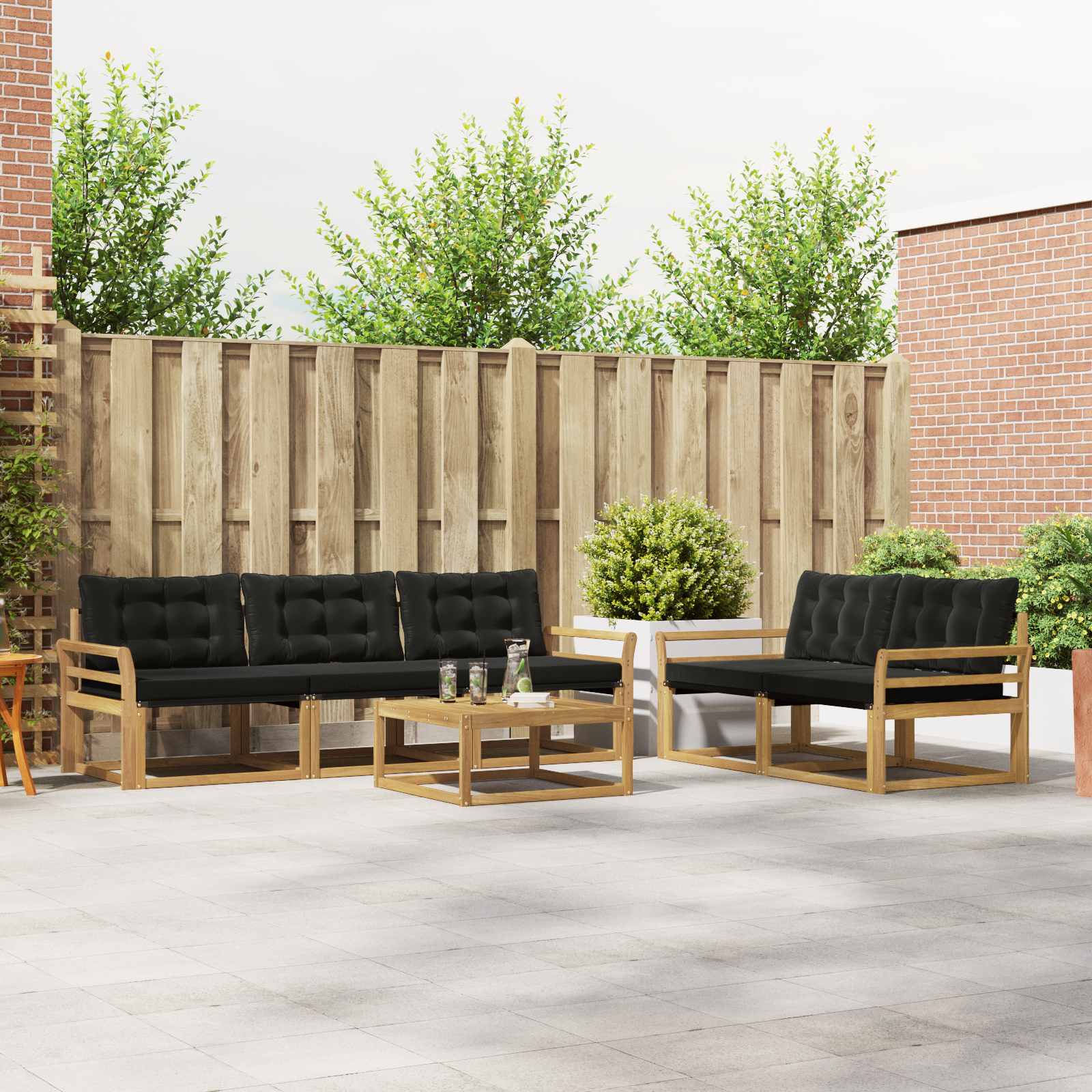 Outdoor-Sofagarnitur 6 pcs Weiß und Schwarz 79 x 79 x 37 cm