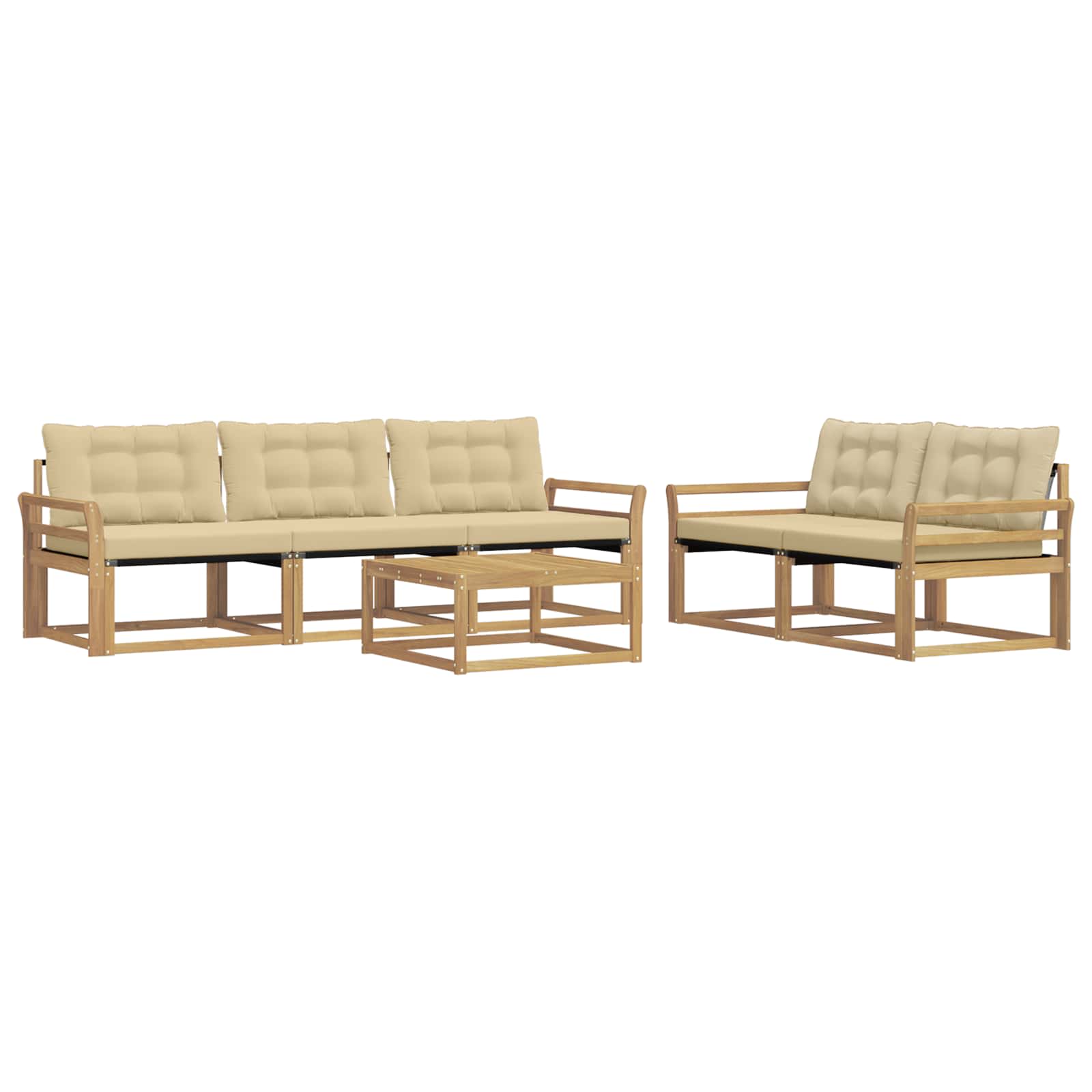 Outdoor-Sofagarnitur 6 pcs Weiß und Beige 79 x 79 x 37 cm
