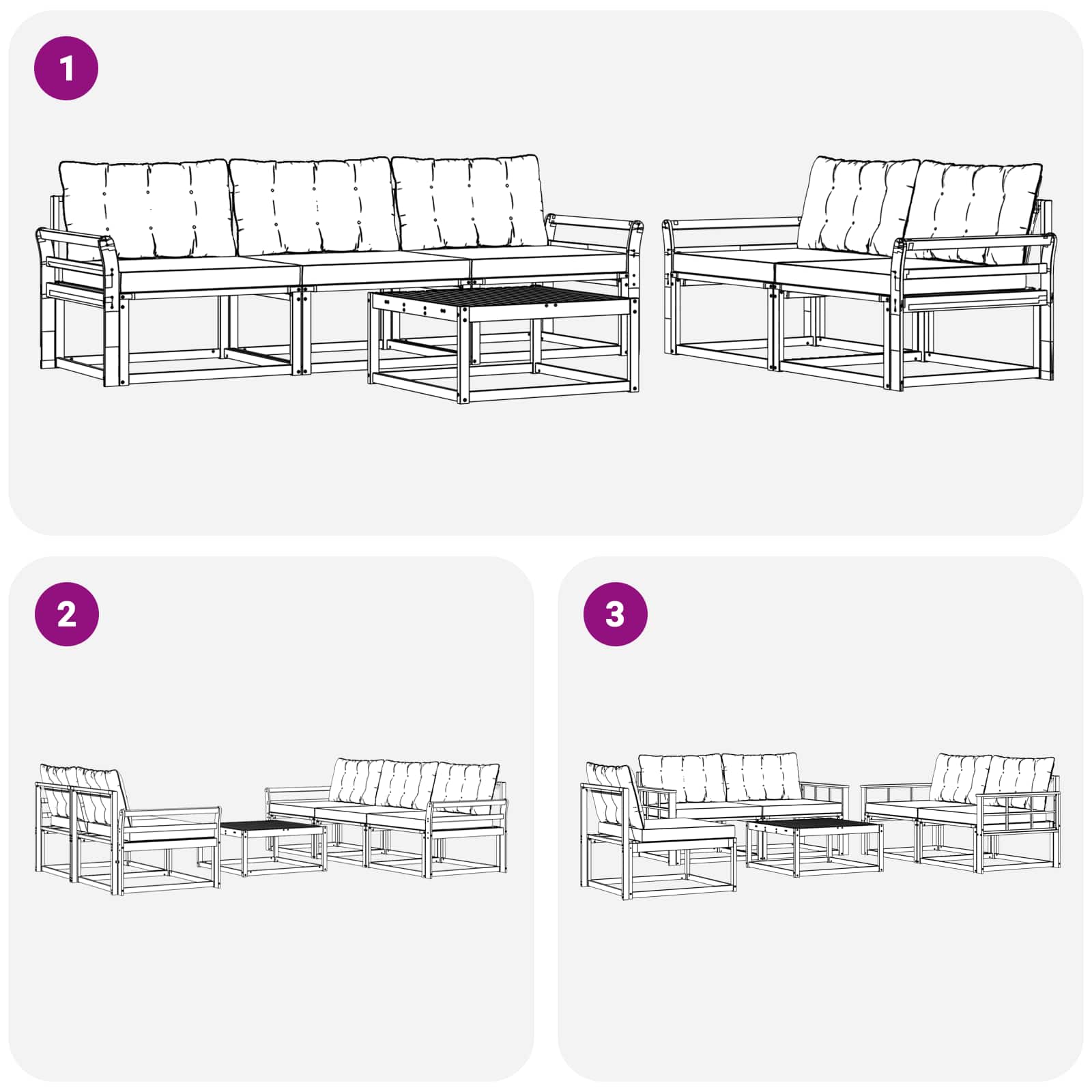 Outdoor-Sofagarnitur 6 pcs Weiß und Beige 79 x 79 x 37 cm