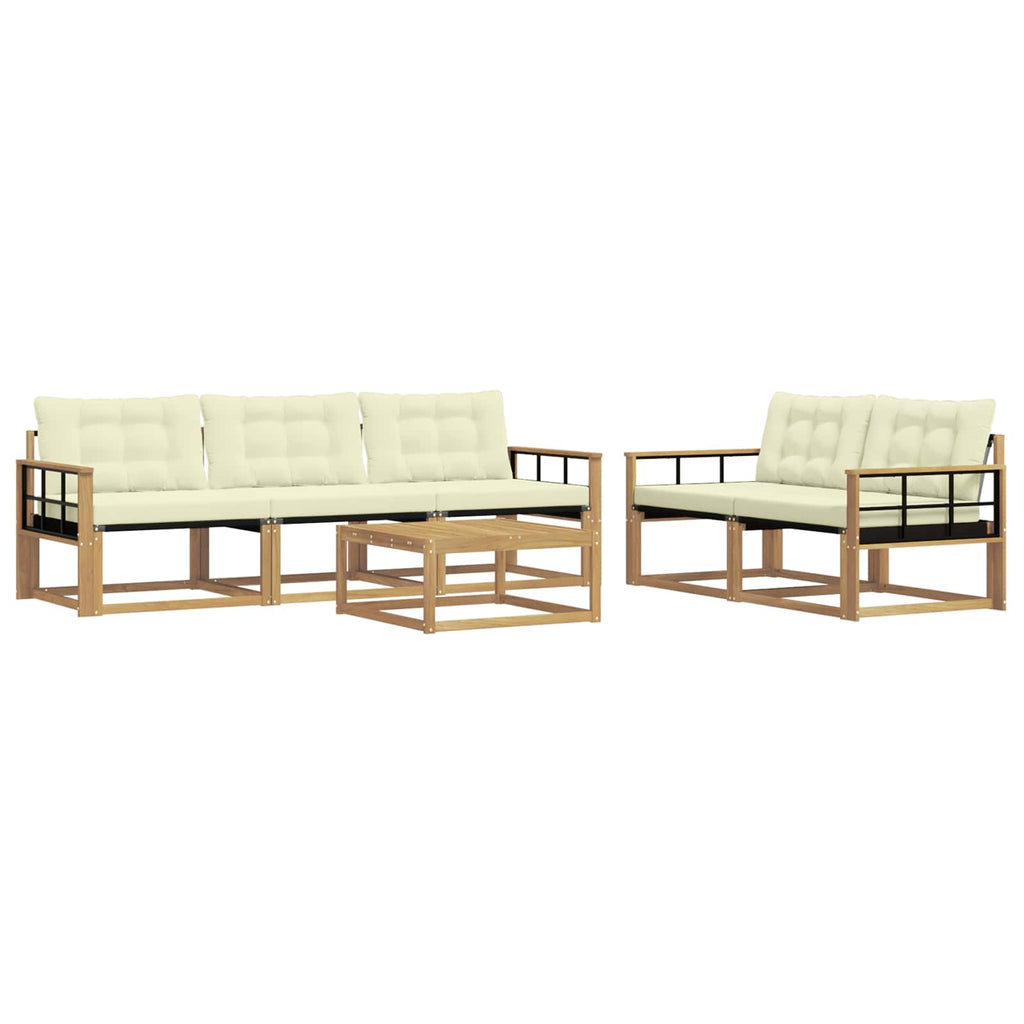 Outdoor-Sofagarnitur 6 pcs Weiß und Creme 79 x 79 x 37 cm