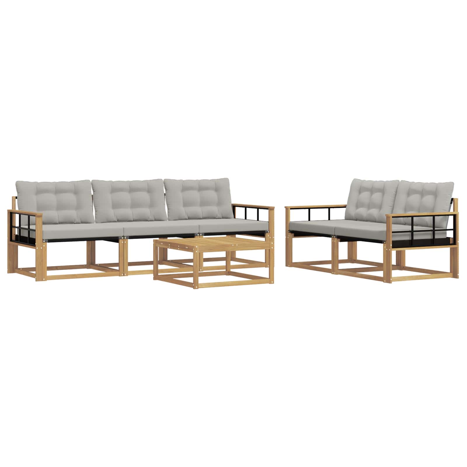 Outdoor-Sofagarnitur 6 pcs Weiß und Hellgrau 79 x 79 x 37 cm