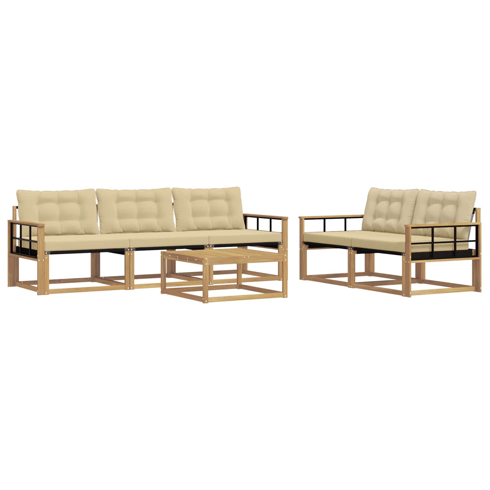 Outdoor-Sofagarnitur 6 pcs Weiß und Beige 79 x 79 x 37 cm