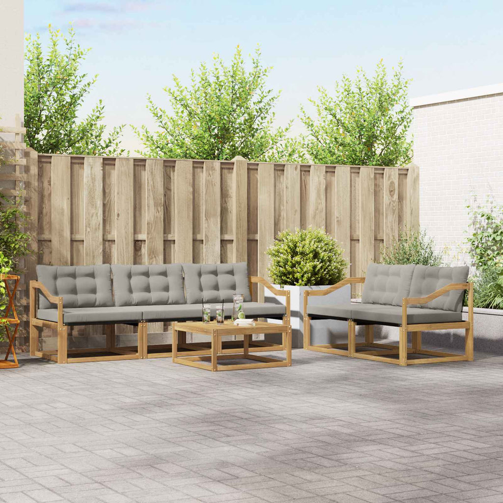 Outdoor-Sofagarnitur 6 pcs Weiß und Hellgrau 79 x 79 x 37 cm