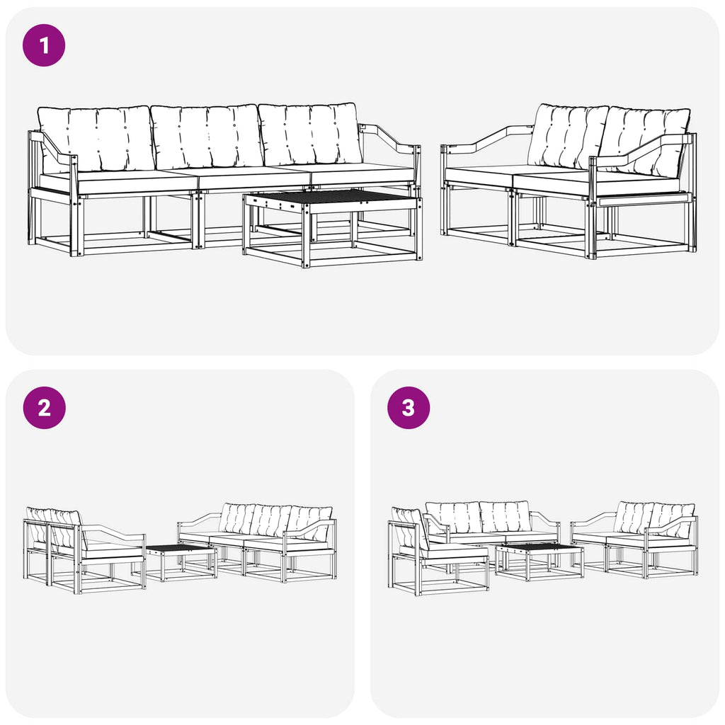Outdoor-Sofagarnitur 6 pcs Weiß und Schwarz 79 x 79 x 37 cm