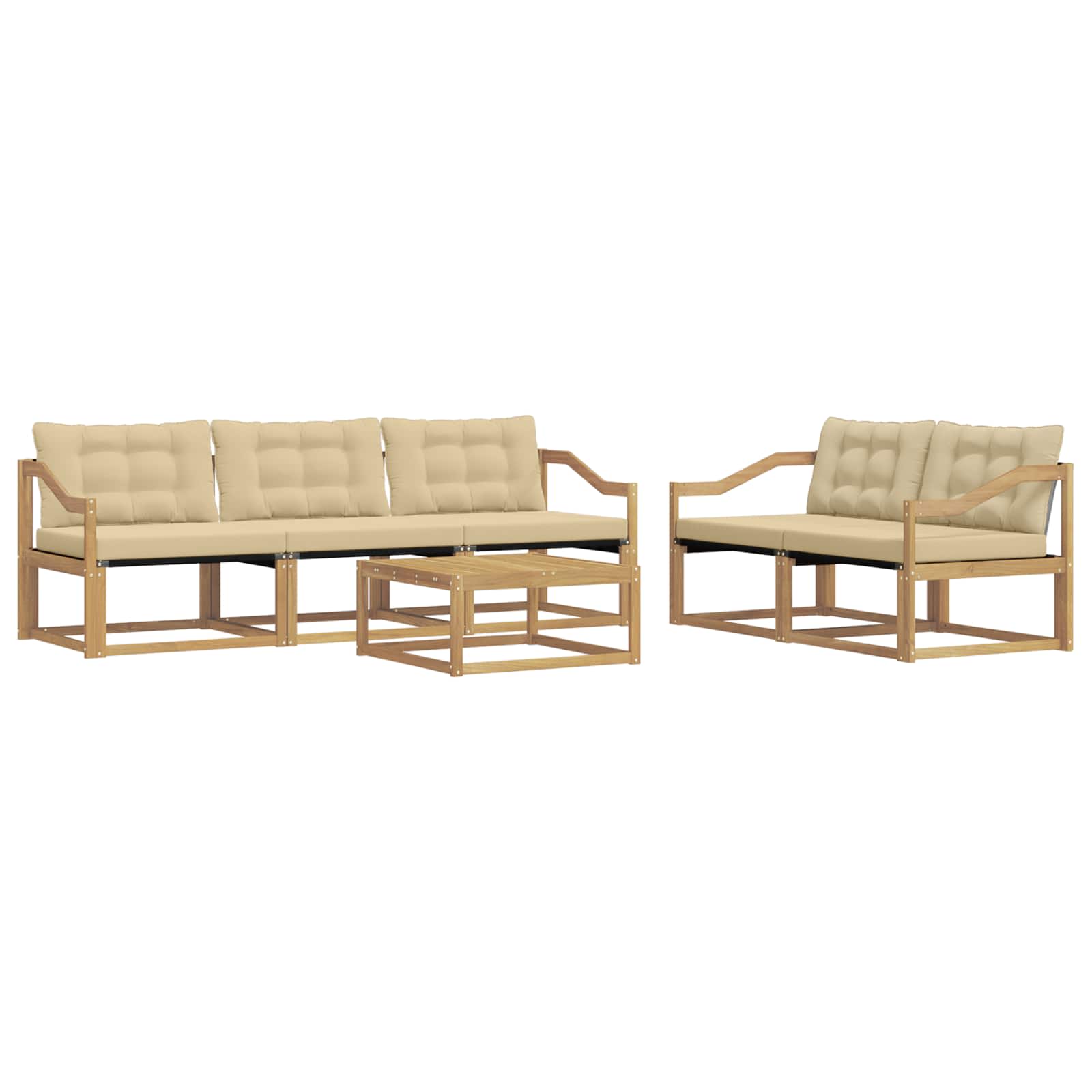 Outdoor-Sofagarnitur 6 pcs Weiß und Beige 79 x 79 x 37 cm