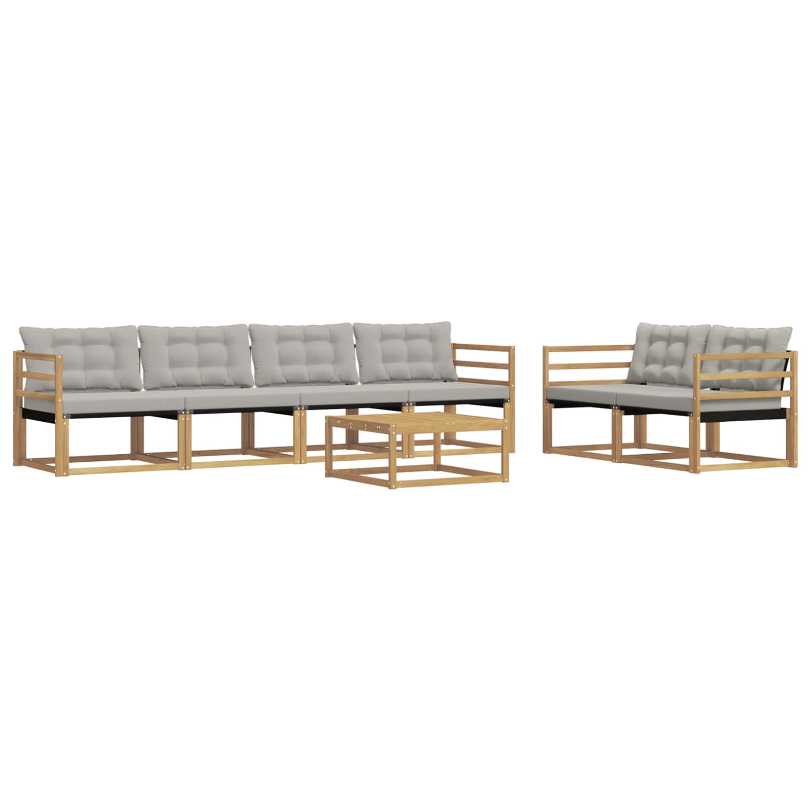 Outdoor-Sofagarnitur 7 pcs Weiß und Hellgrau 79 x 79 x 37 cm