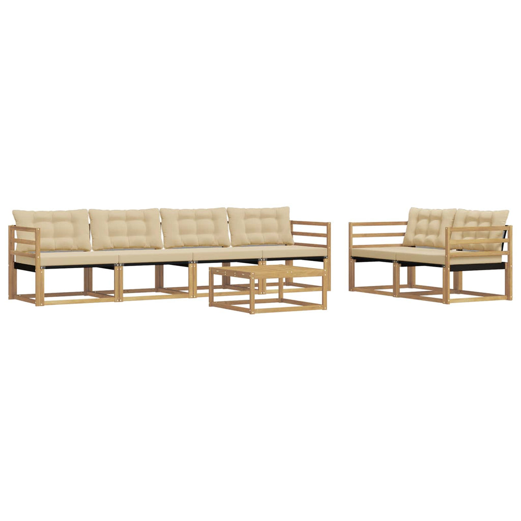 Outdoor-Sofagarnitur 7 pcs Weiß und Beige 79 x 79 x 37 cm