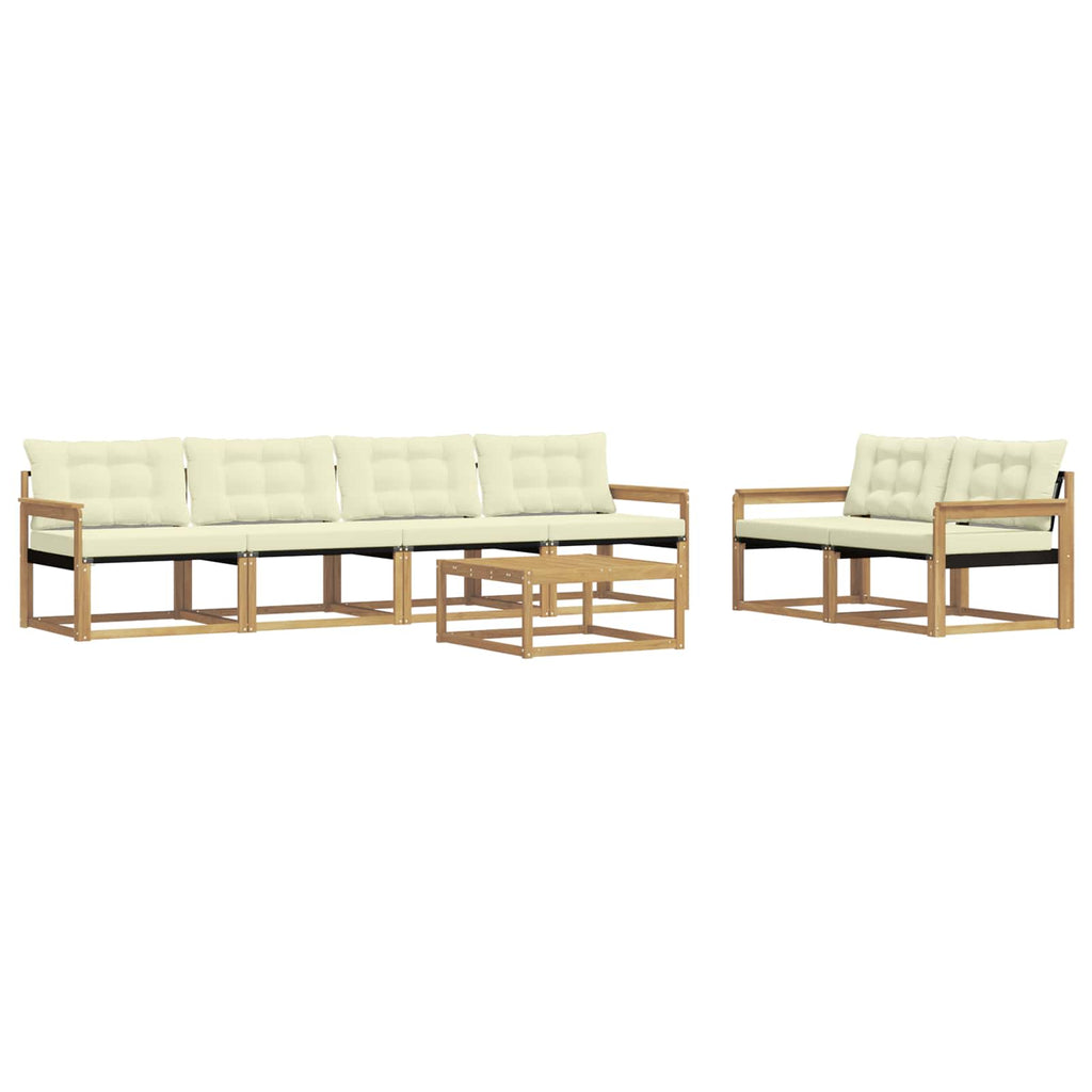 Outdoor-Sofagarnitur 7 pcs Weiß und Creme 79 x 79 x 37 cm
