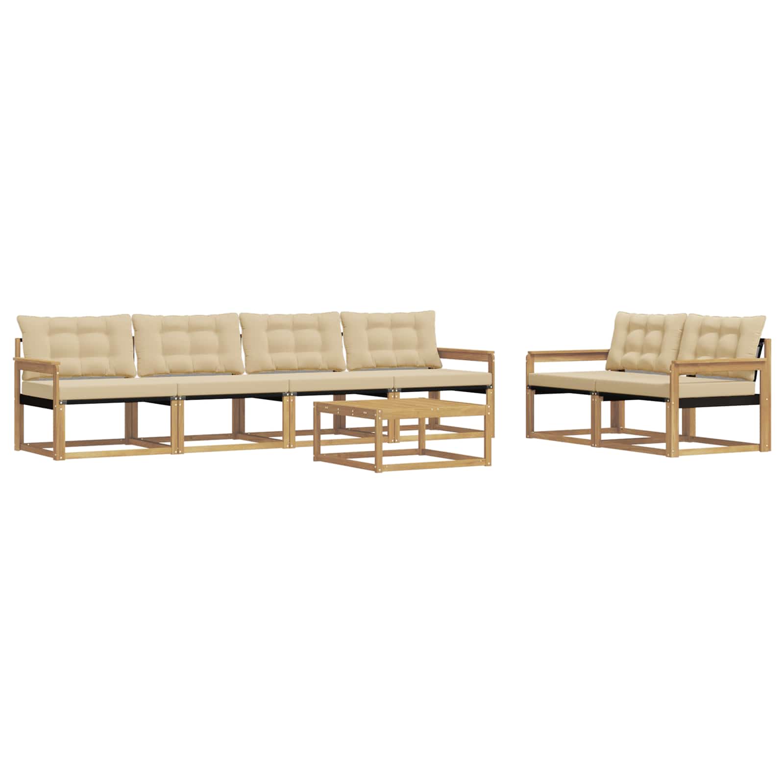 Outdoor-Sofagarnitur 7 pcs Weiß und Beige 79 x 79 x 37 cm