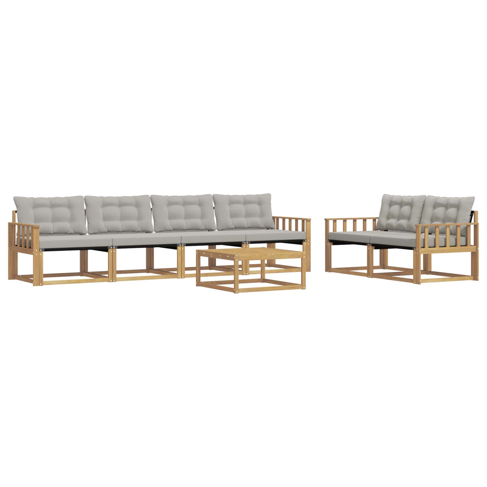 Outdoor-Sofagarnitur 7 pcs Weiß und Hellgrau 79 x 79 x 37 cm