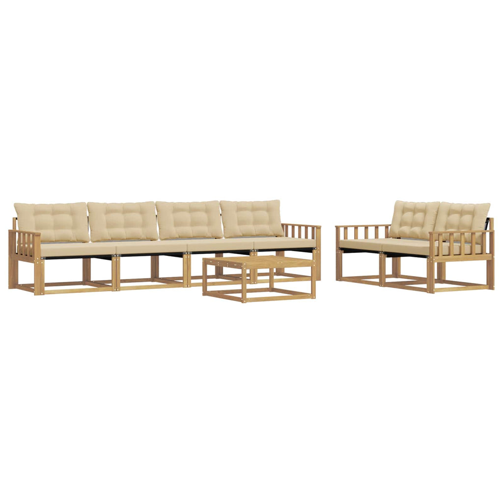 Outdoor-Sofagarnitur 7 pcs Weiß und Beige 79 x 79 x 37 cm