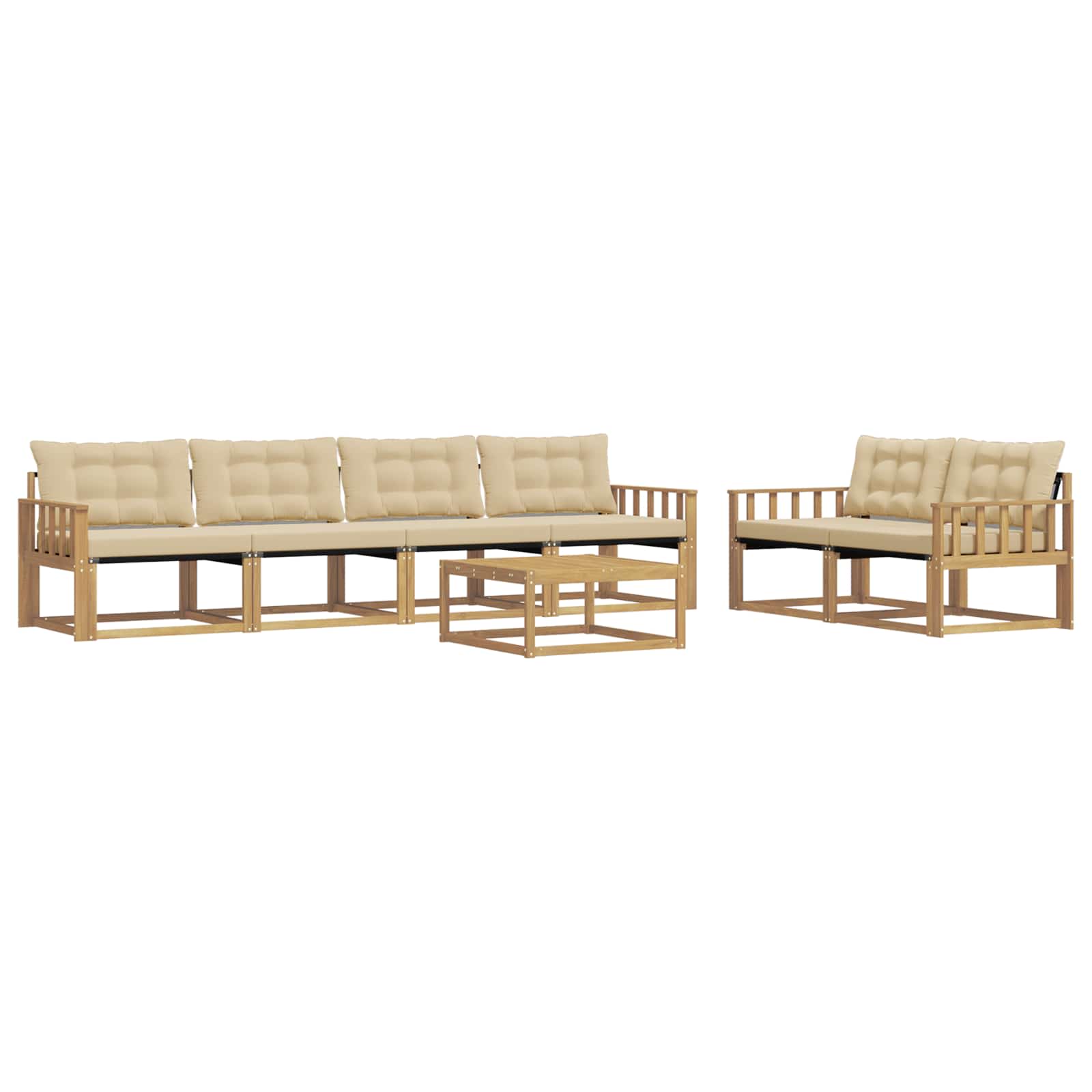 Outdoor-Sofagarnitur 7 pcs Weiß und Beige 79 x 79 x 37 cm