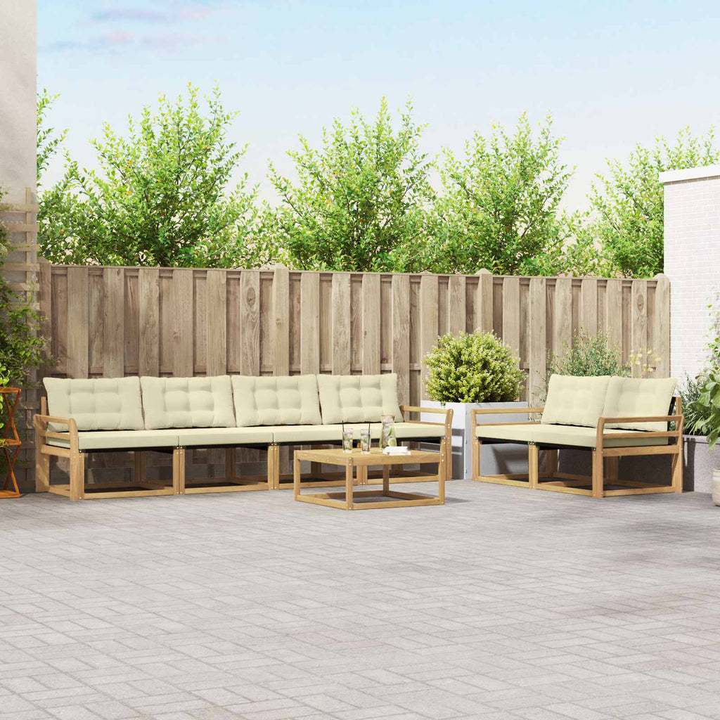 Outdoor-Sofagarnitur 7 pcs Weiß und Creme 79 x 79 x 37 cm