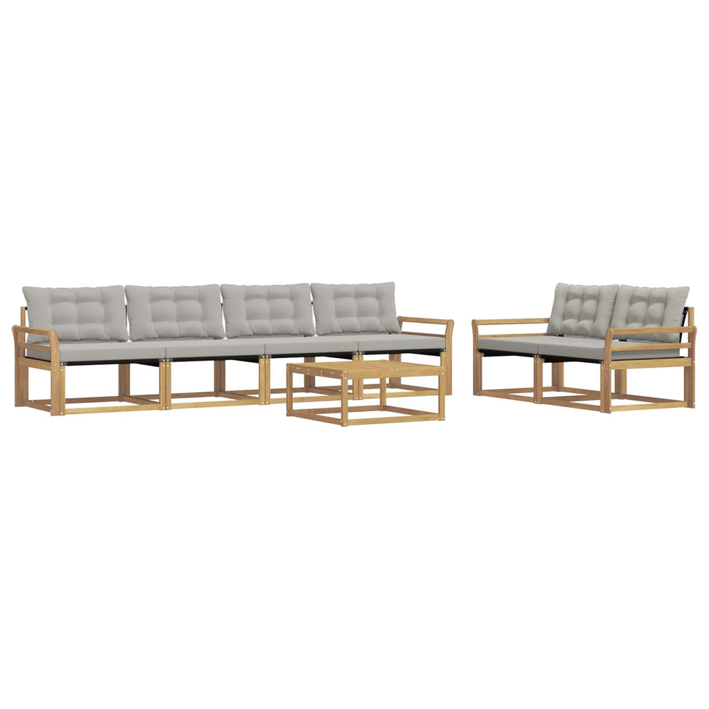 Outdoor-Sofagarnitur 7 pcs Weiß und Hellgrau