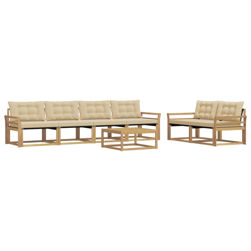 Outdoor-Sofagarnitur 7 pcs Weiß und Beige