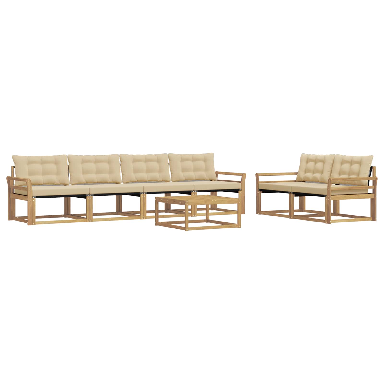Outdoor-Sofagarnitur 7 pcs Weiß und Beige