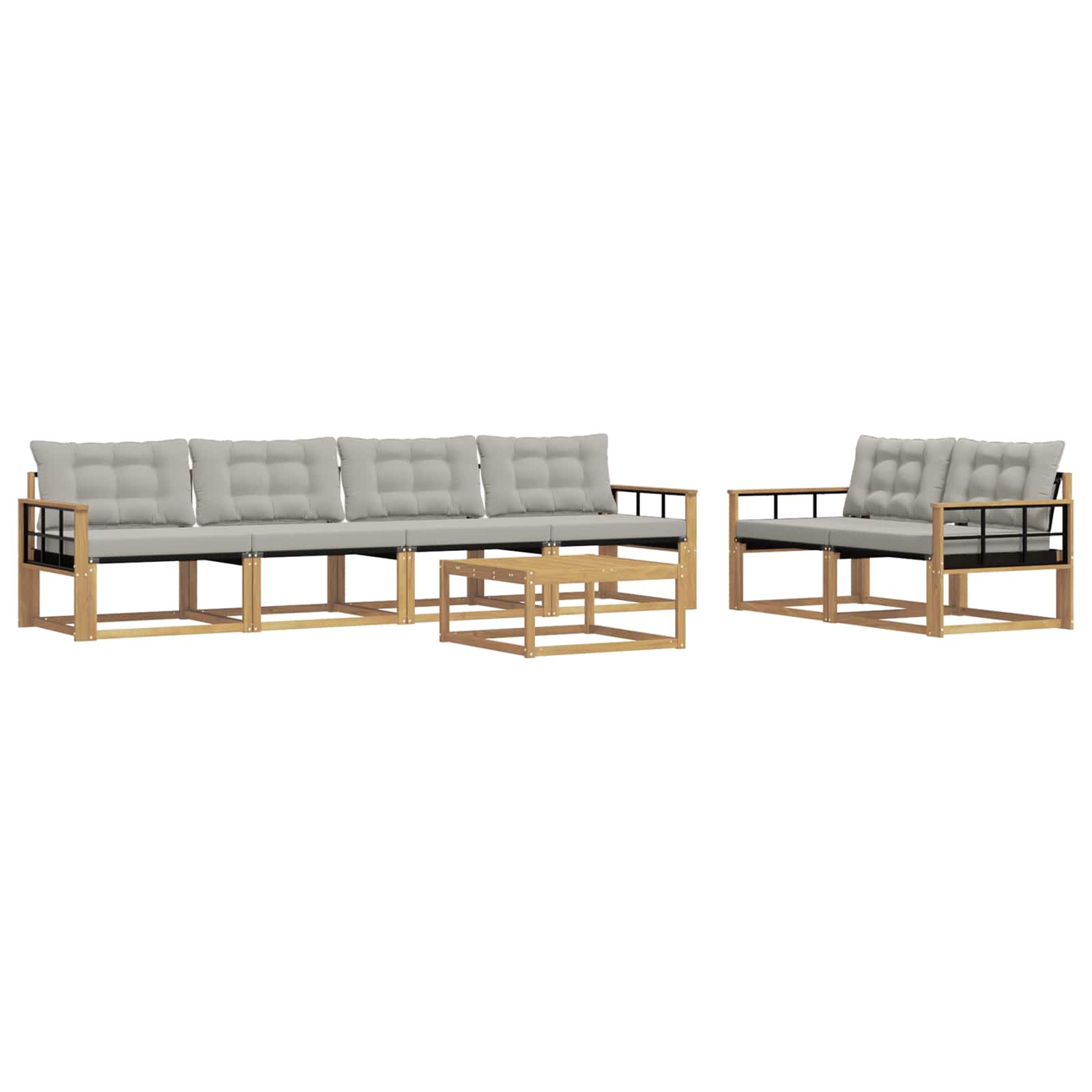 Outdoor-Sofagarnitur 7 pcs Weiß und Hellgrau 79 x 79 x 37 cm
