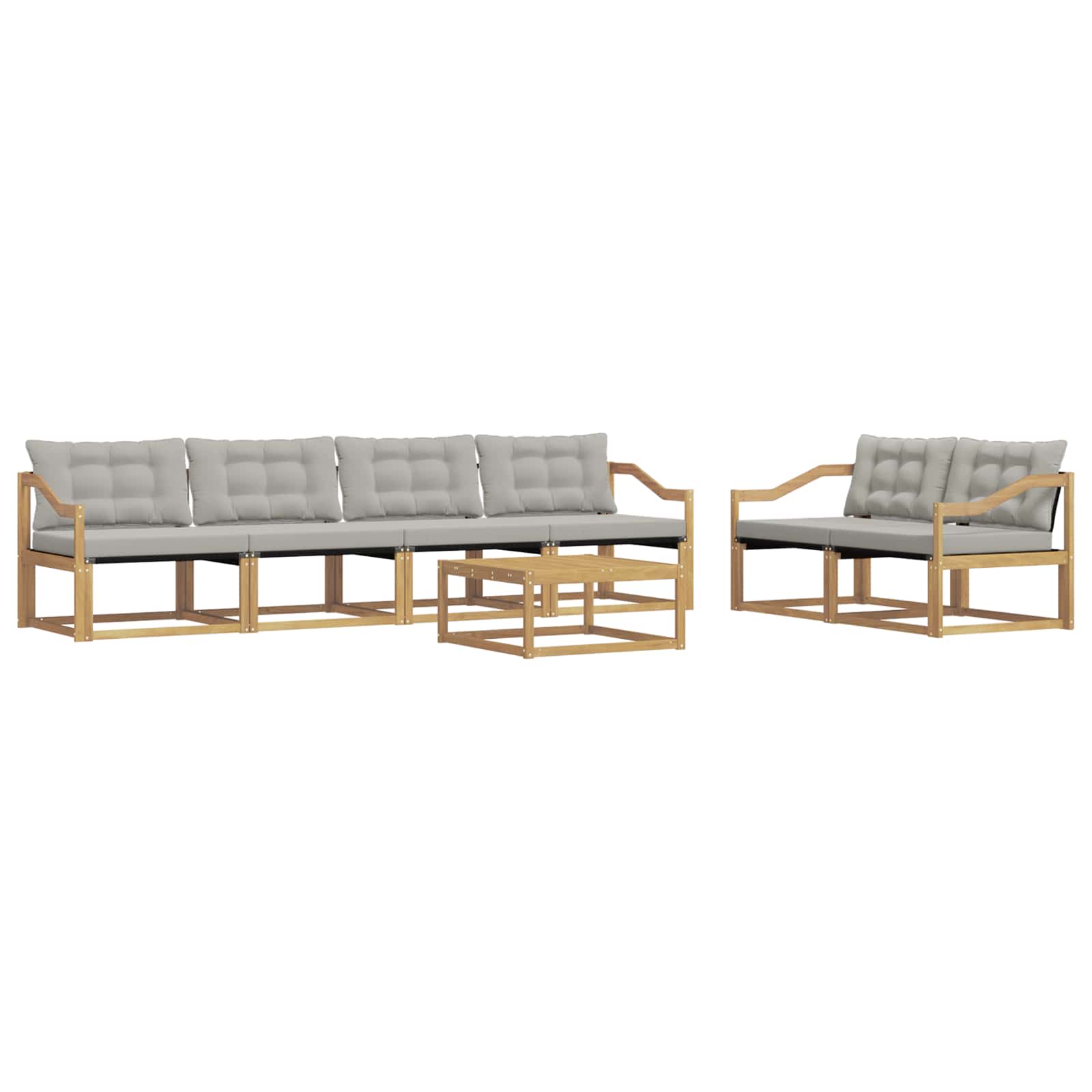 Outdoor-Sofagarnitur 7 pcs Weiß und Hellgrau 79 x 79 x 37 cm