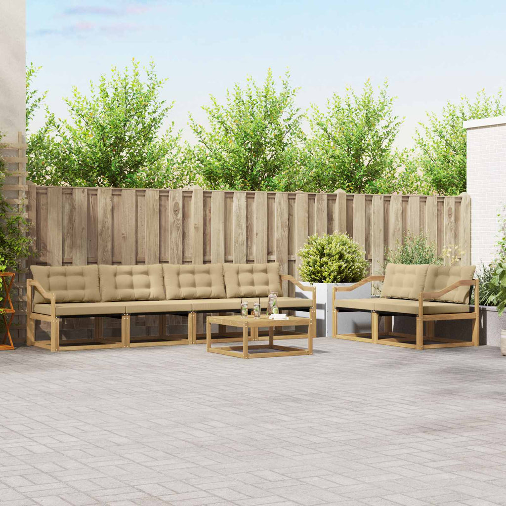 Outdoor-Sofagarnitur 7 pcs Weiß und Beige 79 x 79 x 37 cm