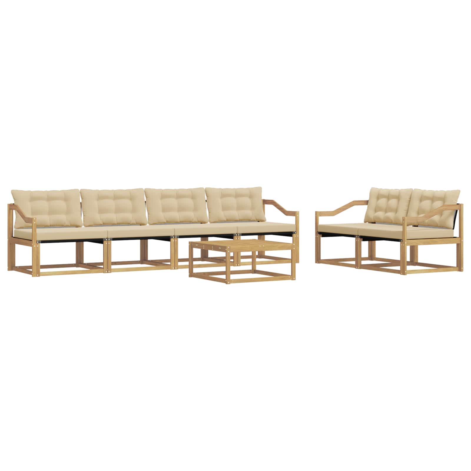 Outdoor-Sofagarnitur 7 pcs Weiß und Beige 79 x 79 x 37 cm