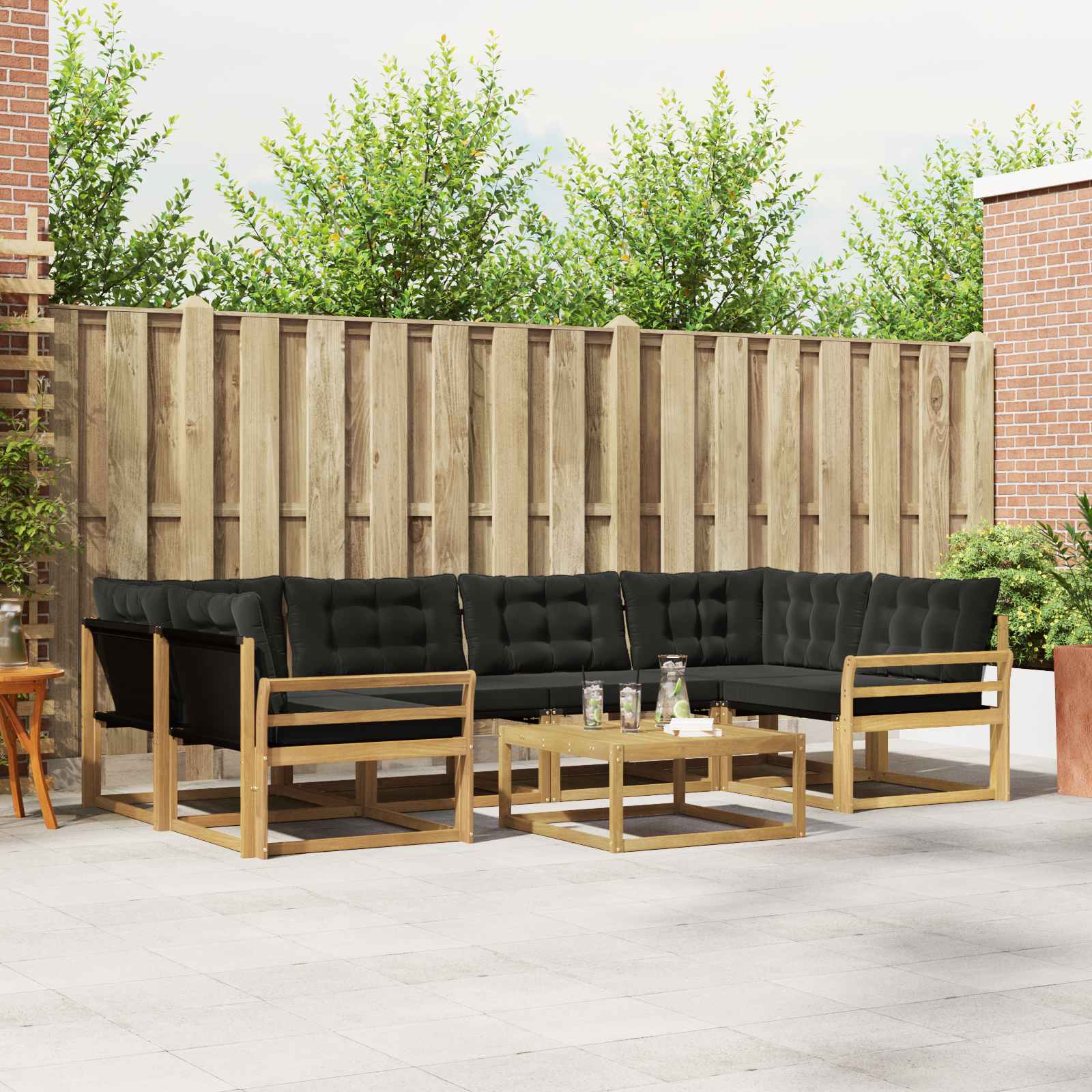 Outdoor-Sofagarnitur 7 pcs Weiß und Schwarz 79 x 79 x 37 cm