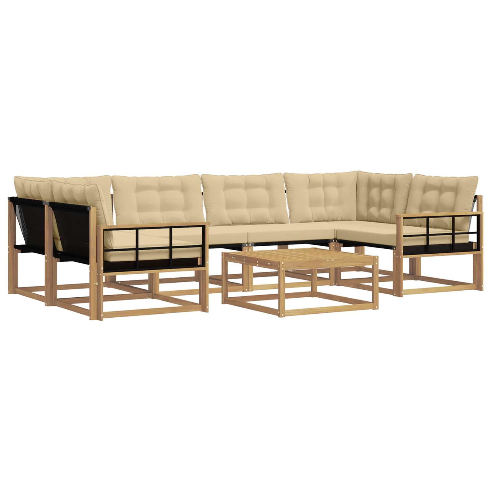 Outdoor-Sofagarnitur 7 pcs Weiß und Beige 79 x 79 x 37 cm