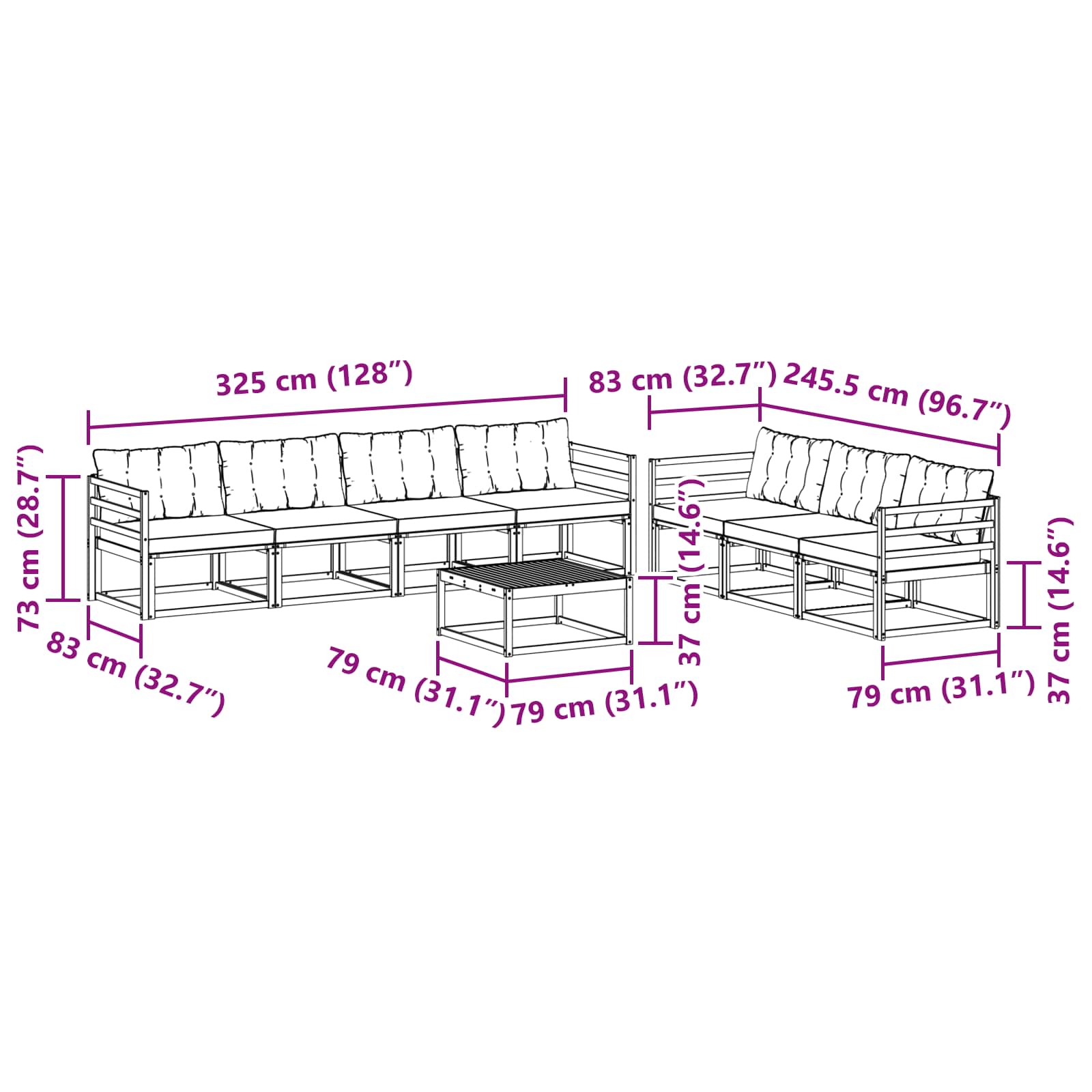 Outdoor-Sofagarnitur 8 pcs Weiß und Creme
