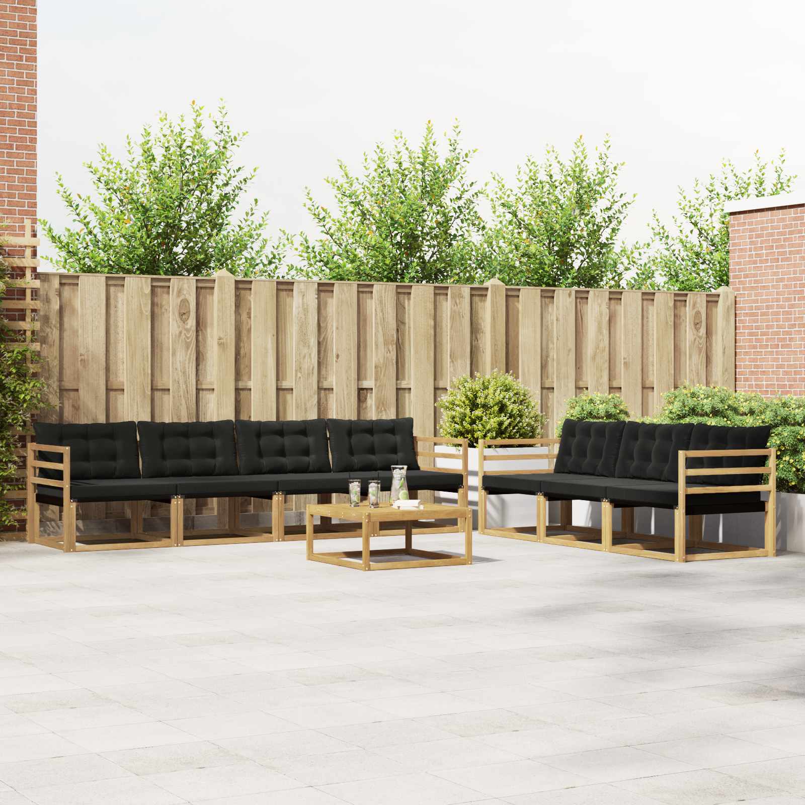 Outdoor-Sofagarnitur 8 pcs Weiß und Schwarz