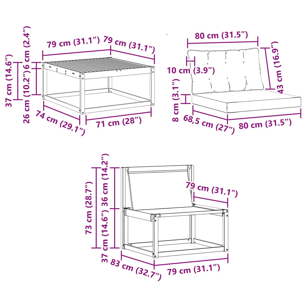 Outdoor-Sofagarnitur 8 pcs Weiß und Creme