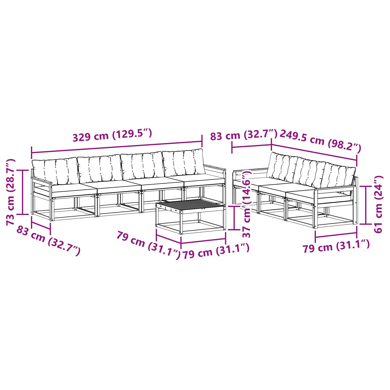 Outdoor-Sofagarnitur 8 pcs Weiß und Beige