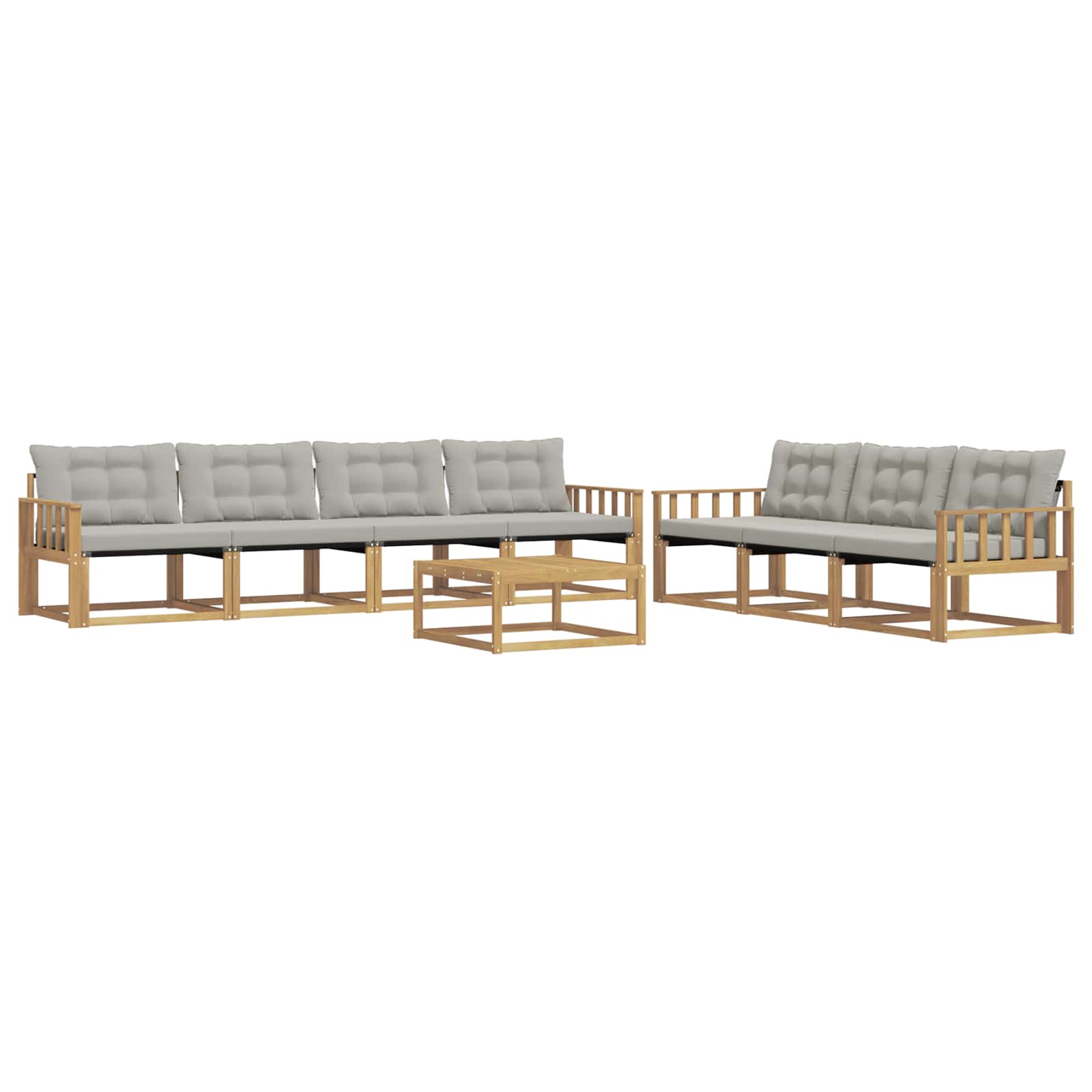 Outdoor-Sofagarnitur 8 pcs Weiß und Hellgrau