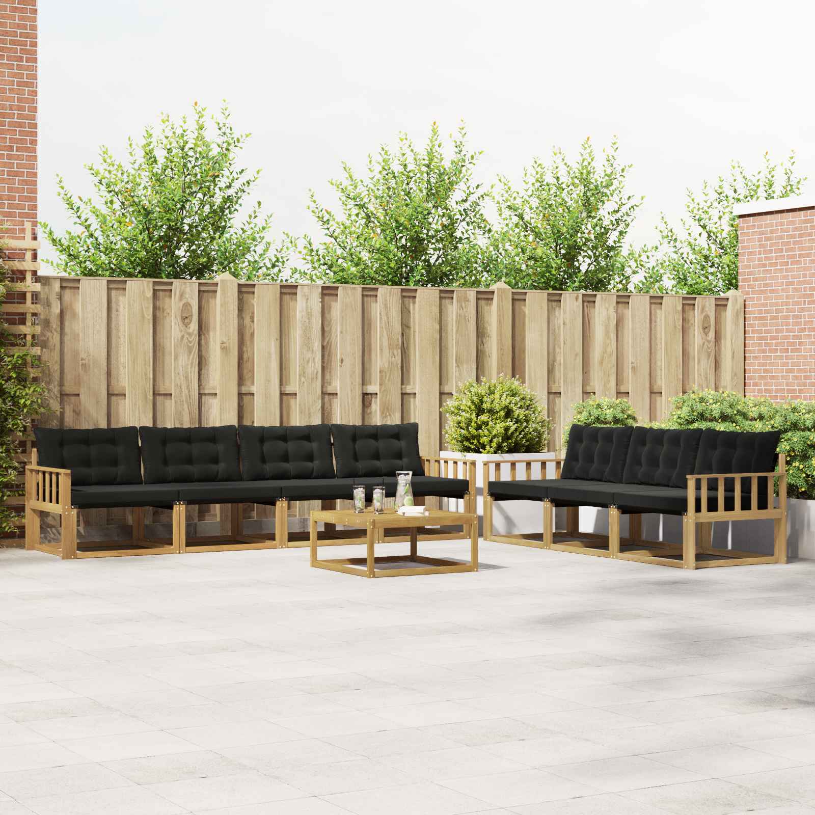 Outdoor-Sofagarnitur 8 pcs Weiß und Schwarz