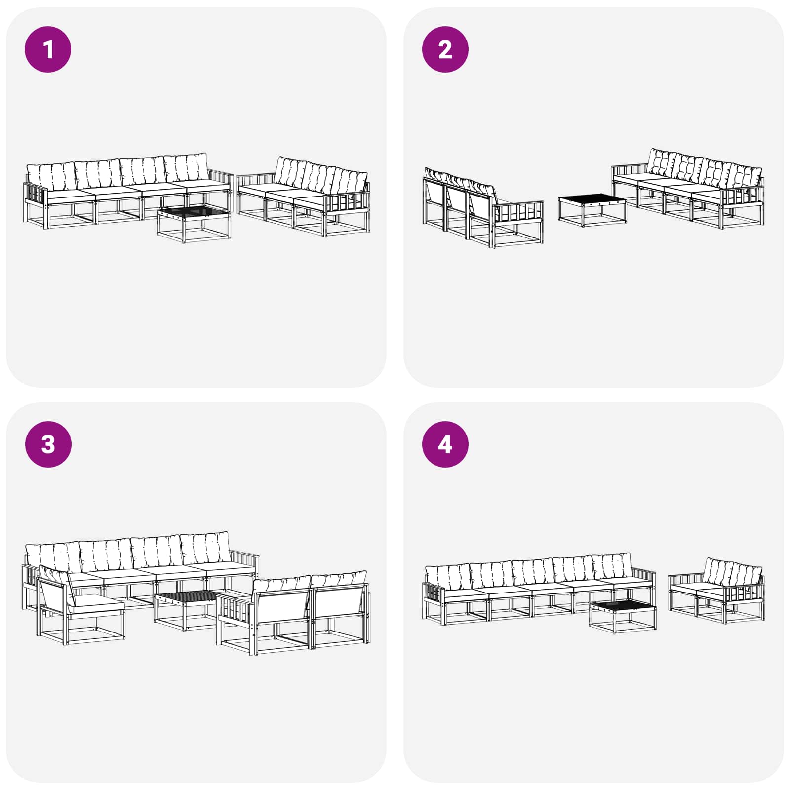 Outdoor-Sofagarnitur 8 pcs Weiß und Schwarz