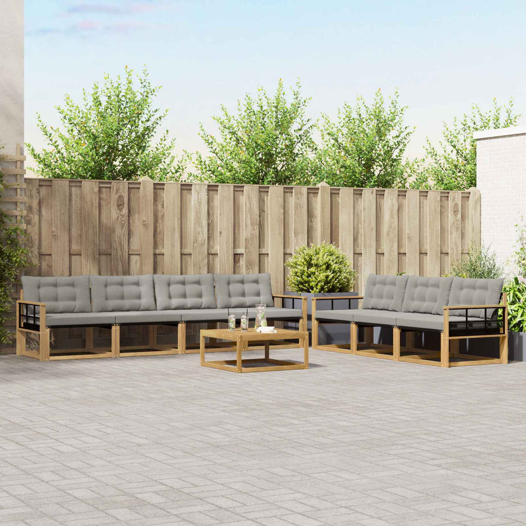 Outdoor-Sofagarnitur 8 pcs Weiß und Hellgrau