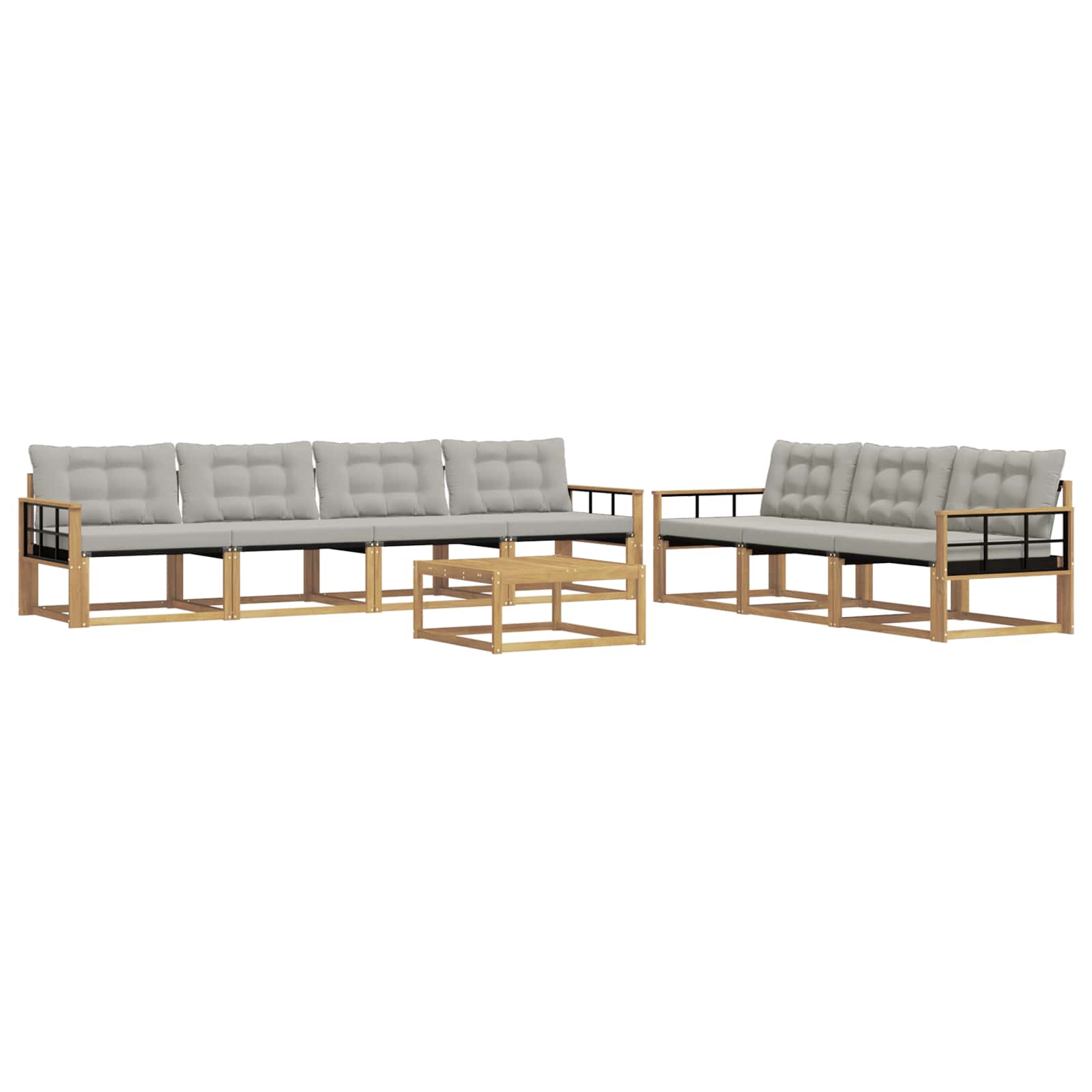 Outdoor-Sofagarnitur 8 pcs Weiß und Hellgrau