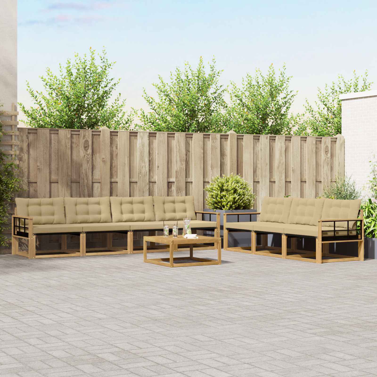 Outdoor-Sofagarnitur 8 pcs Weiß und Beige