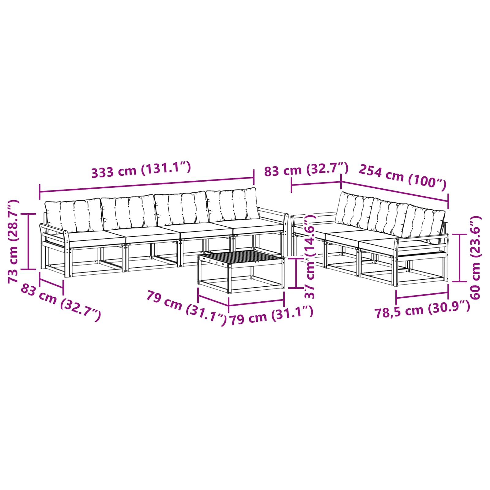 Outdoor-Sofagarnitur 8 pcs Weiß und Beige