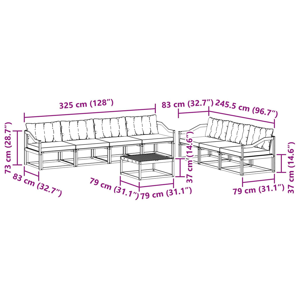 Outdoor-Sofagarnitur 8 pcs Weiß und Creme