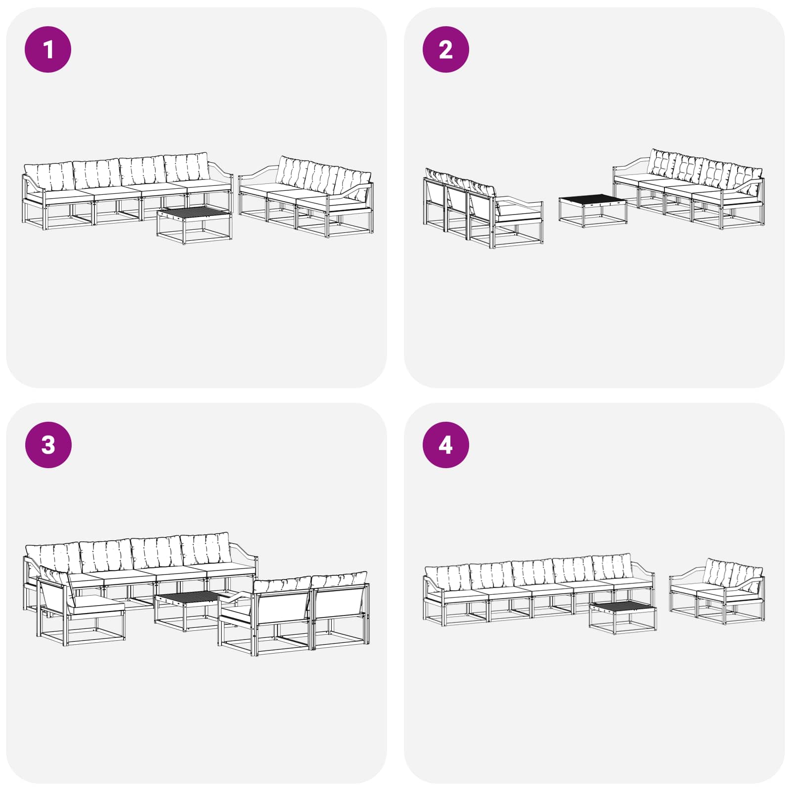Outdoor-Sofagarnitur 8 pcs Weiß und Schwarz