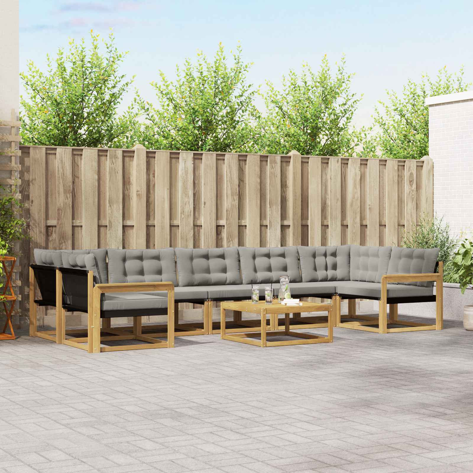 Outdoor-Sofagarnitur 8 pcs Weiß und Hellgrau 79 x 79 x 37 cm
