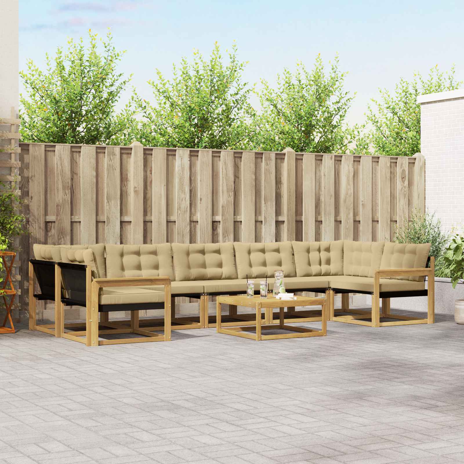 Outdoor-Sofagarnitur 8 pcs Weiß und Beige 79 x 79 x 37 cm