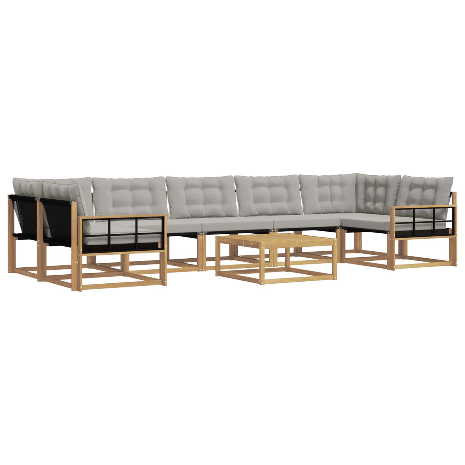 Outdoor-Sofagarnitur 8 pcs Weiß und Hellgrau