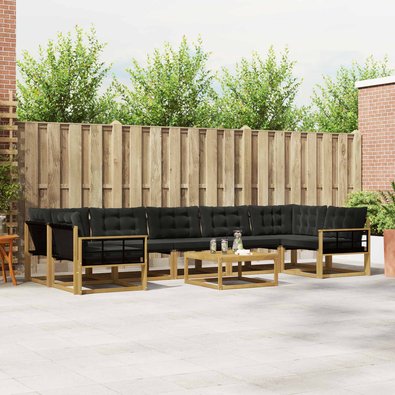 Outdoor-Sofagarnitur 8 pcs Weiß und Schwarz 79 x 79 x 37 cm