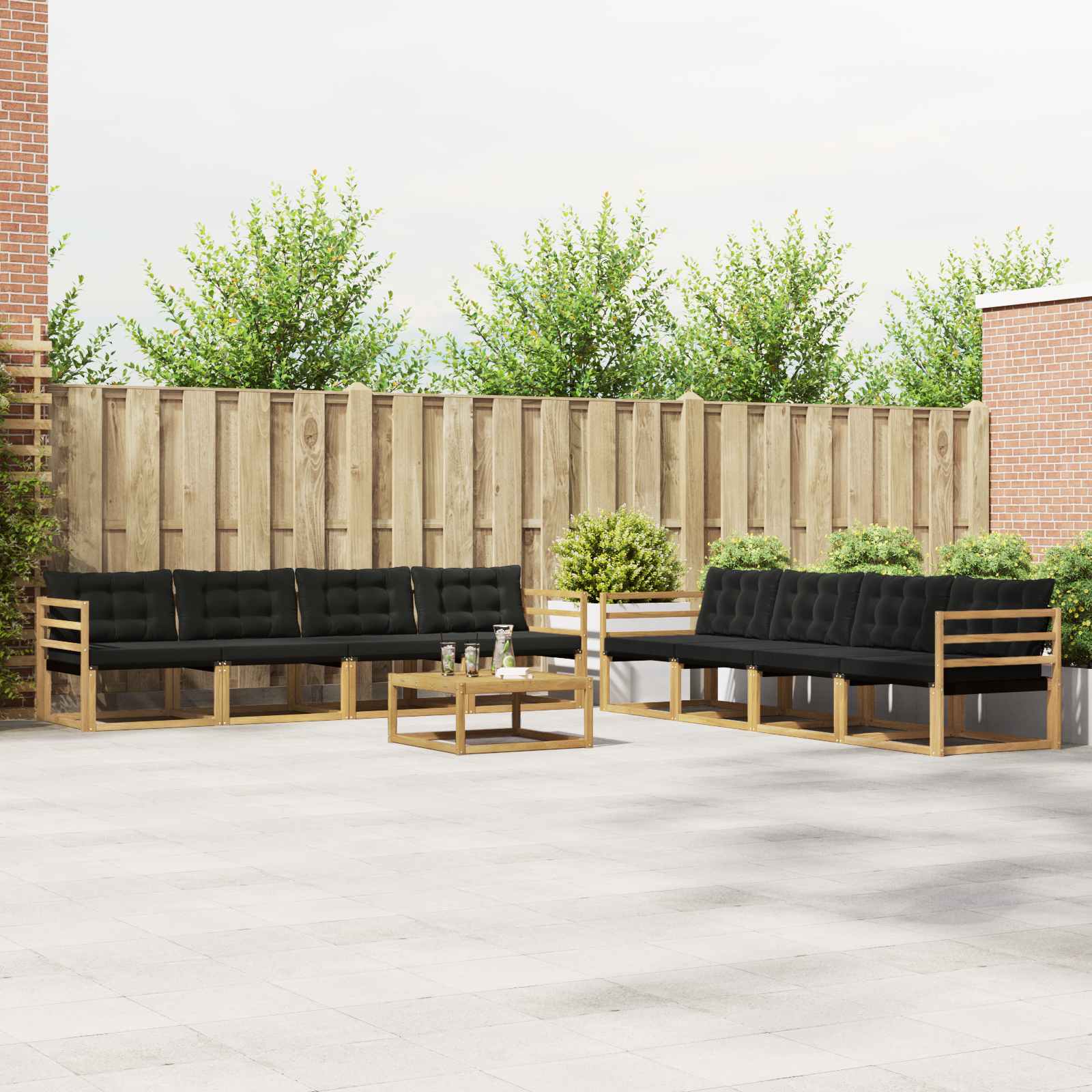 Outdoor-Sofagarnitur 9 pcs Weiß und Schwarz 79 x 79 x 37 cm