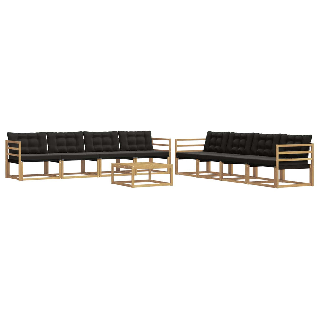 Outdoor-Sofagarnitur 9 pcs Weiß und Schwarz 79 x 79 x 37 cm